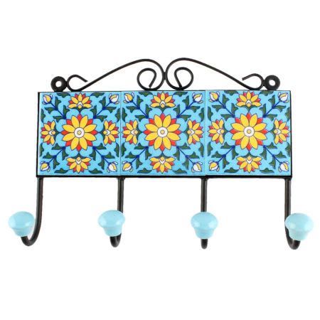 Sunflower Ceramic Tile Wall Hook in Yellow